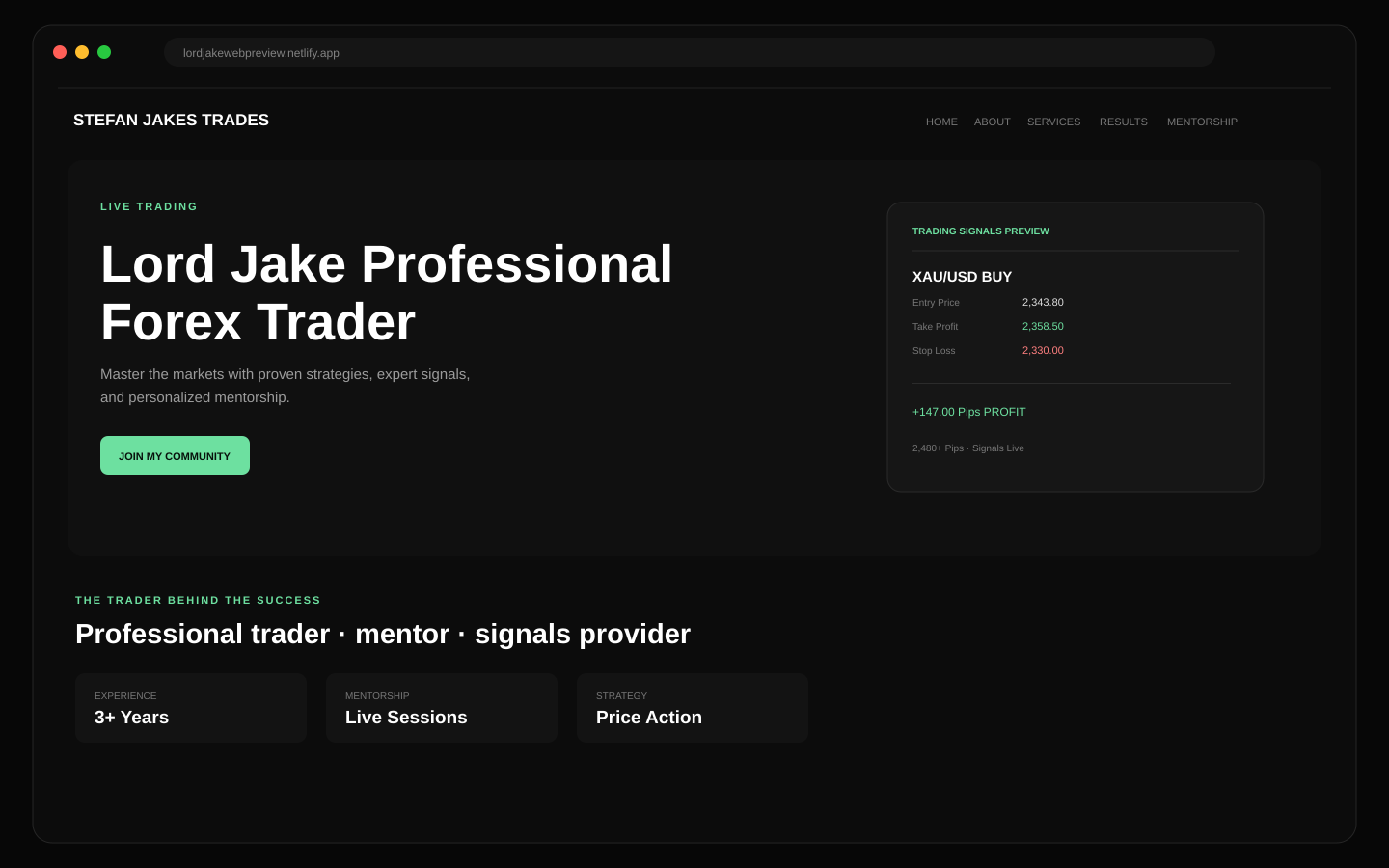 Lord Jake trading website preview